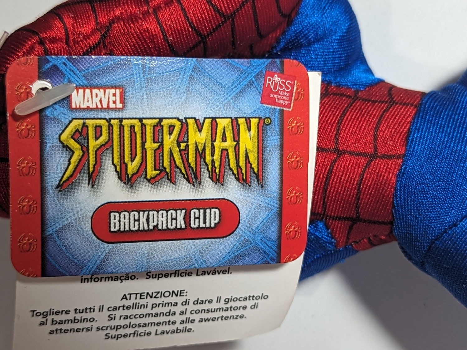 (image for) Spider-Man BackPack Clip Soft Toy Russ Berrie Marvel Collectible - ST-R28576