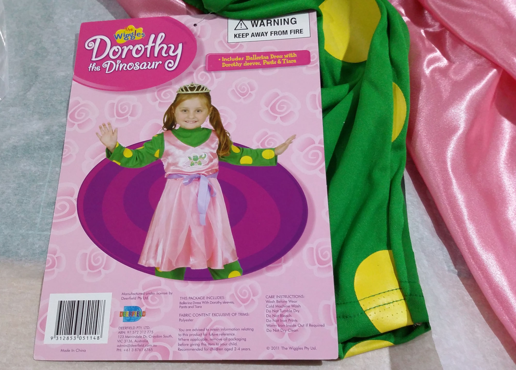 (image for) Dorothy the Dinosaur Small Costume 2-4yo Halloween- The Wiggles DFS114S
