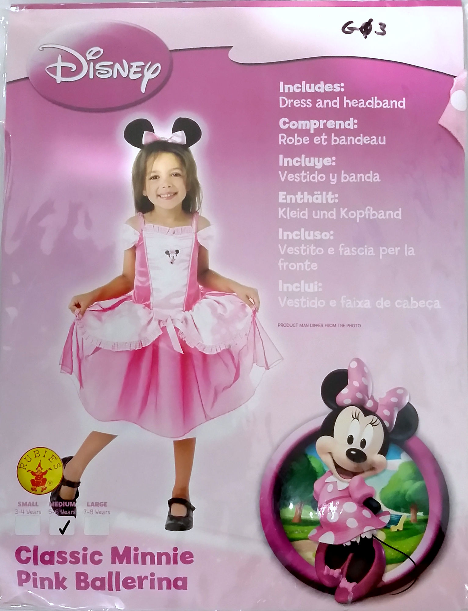 (image for) Disney Minnie Mouse Pink Ballerina Child Costume Halloween 5-6 y.o. RC883866M - Click Image to Close