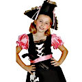 (image for) Black & Pink Child Pirate Luxury Costume (120-135cm height) Halloween QCO5847L