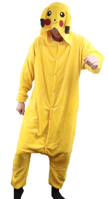 (image for) Pikachu style Costume Adult Jumpsuit Bodysuit Pajamas Halloween - Medium - Click Image to Close