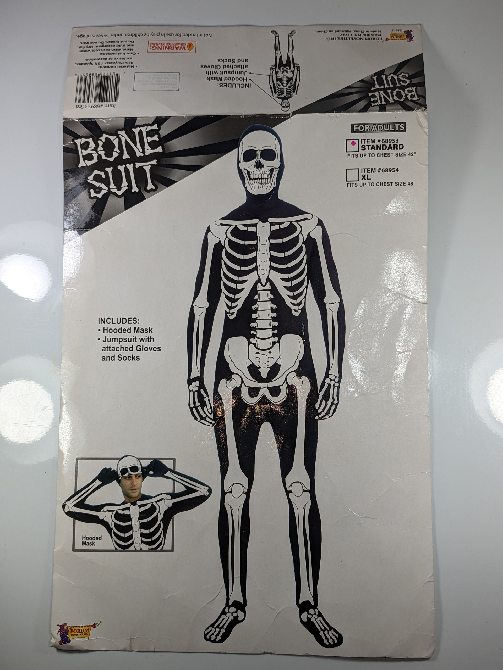 (image for) Discounted Bones Skin JumpSuit Standard size for Adults- Halloween - WIC68953STD