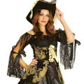 (image for) Black & Gold Pirate Woman costume - Halloween - Medium/Large QCO5809L