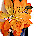 (image for) Party Blue Flower Hairclip Hawaiian Design - 97030-Orange