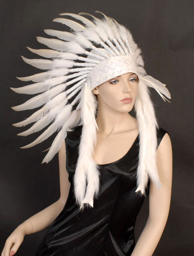 (image for) White Indian Headdress Native American Indian IND20 - Click Image to Close
