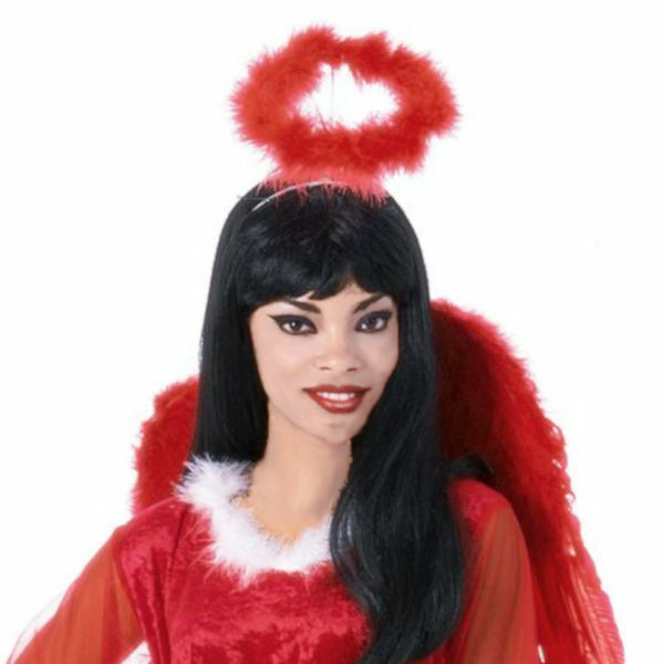 (image for) Red Angel Marabou Halo Xmas Christmas Halloween Costume Accessory - Click Image to Close