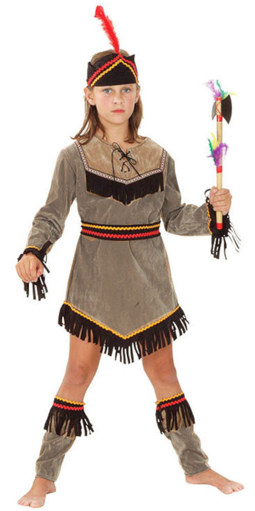 (image for) American Indigenous Warrior Girl Child Costume 120-130cm Halloween QCO5972M - Click Image to Close