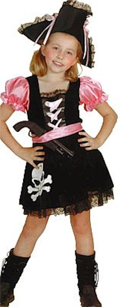 (image for) Black & Pink Child Pirate Luxury Costume (120-135cm height) Halloween QCO5847L - Click Image to Close