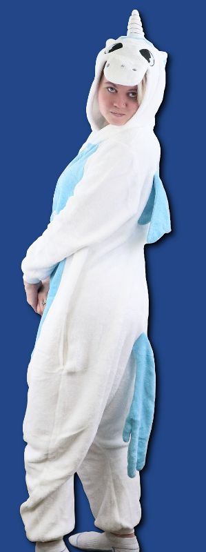 (image for) Unicorn Costume Medium/Large Adult Jumpsuit Bodysuit Pajamas Mythical Creatures - Click Image to Close