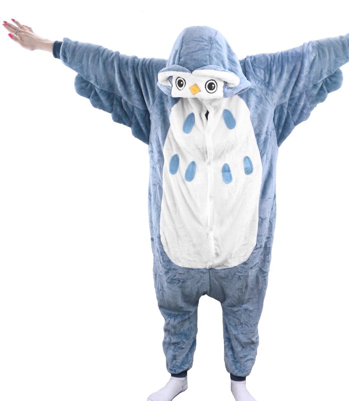 (image for) Owl Pajama Costume Medium/Large Adult Jumpsuit Bodysuit - Click Image to Close