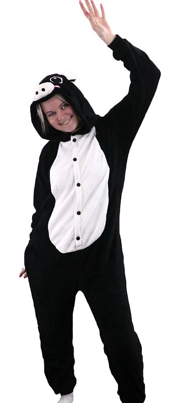 (image for) Black Pig Animal Bodysuit Costume Adult Small - Click Image to Close