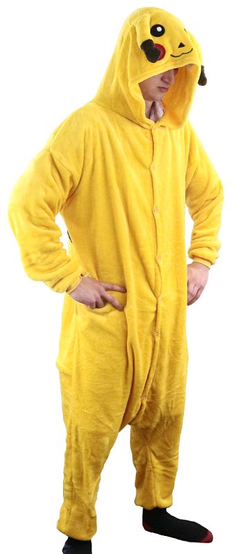 (image for) Pikachu style Costume Adult Jumpsuit Bodysuit Pajamas Halloween - Medium - Click Image to Close