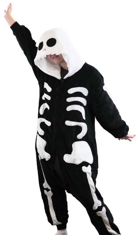 (image for) Skeleton Pajama Costume -Onesie Style- Adult Small- or Child- Halloween - Click Image to Close