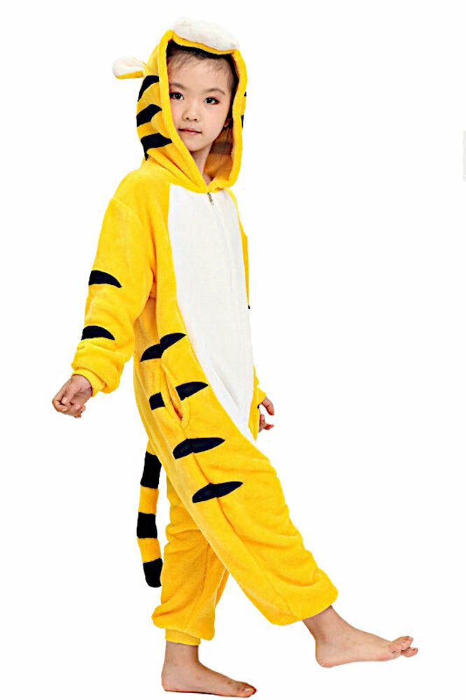 (image for) Yellow Tiger Kids Bodysuit Costume 125-145cm Height - Click Image to Close