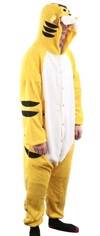 (image for) Tiger Adult-Child Medium Pajama Bodysuit Costume - Click Image to Close