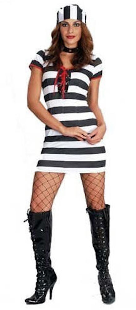 (image for) Sexy adult Female convict or prisioner Costume Halloween MEDIUM DC1000M - Click Image to Close