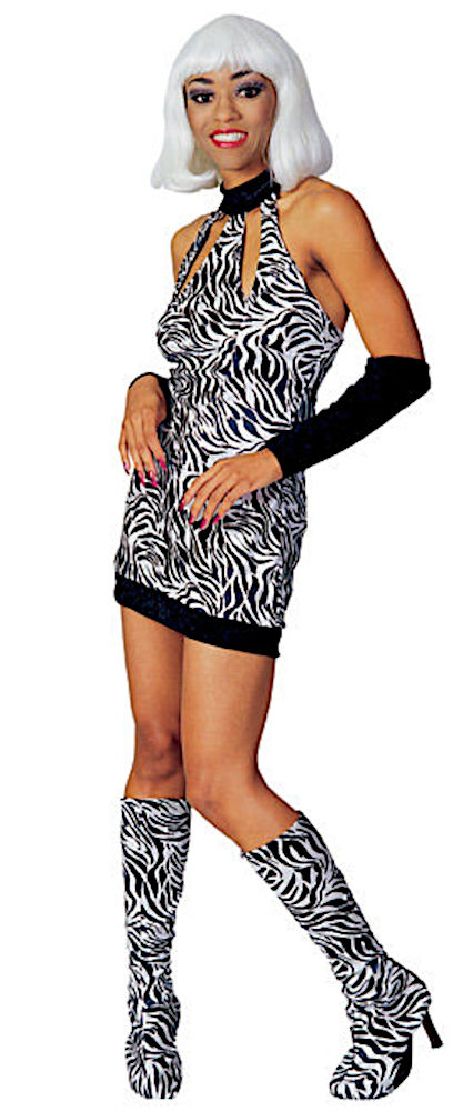 (image for) Wild Female Zebra Print Adult Costume Halloween. Size: Medium RC15837M - Click Image to Close