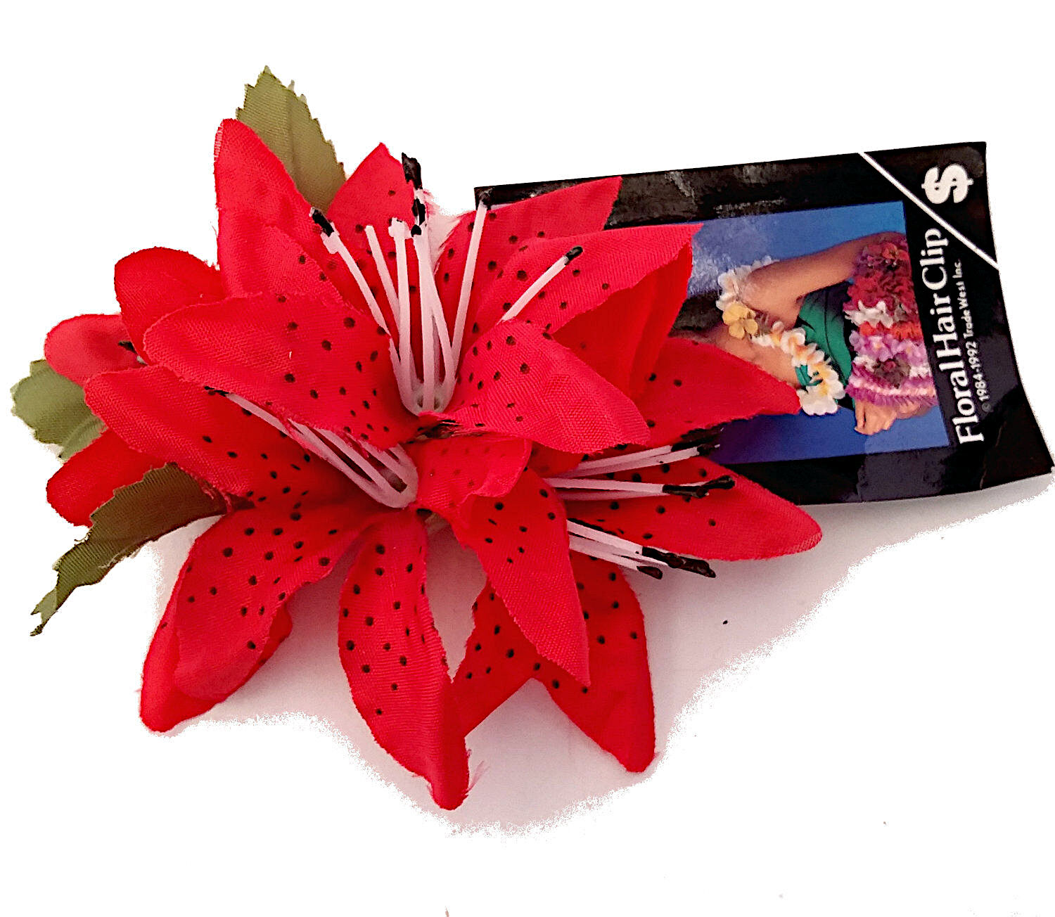 (image for) Christmas or Party Flower hair clip Tiger Lily Red silk Hawaiian 97030-Red - Click Image to Close
