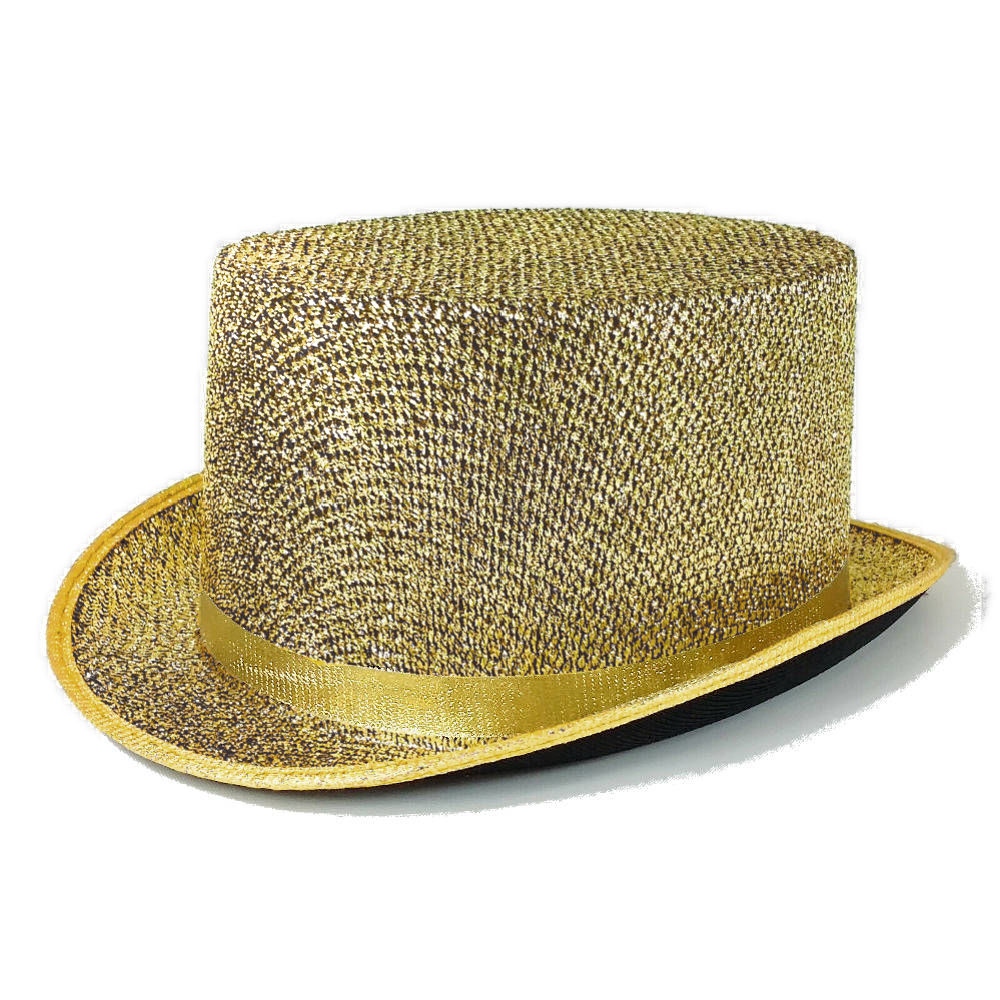(image for) Top Hat Golden Tinsel Adults Dance wear New Year's Eve Halloween - N2391G - Click Image to Close