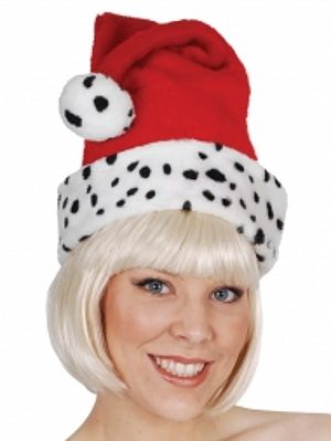 (image for) Santa Claus Christmas Adult Pom-Pom Hat with Dalmatian trim - N41367 - Click Image to Close