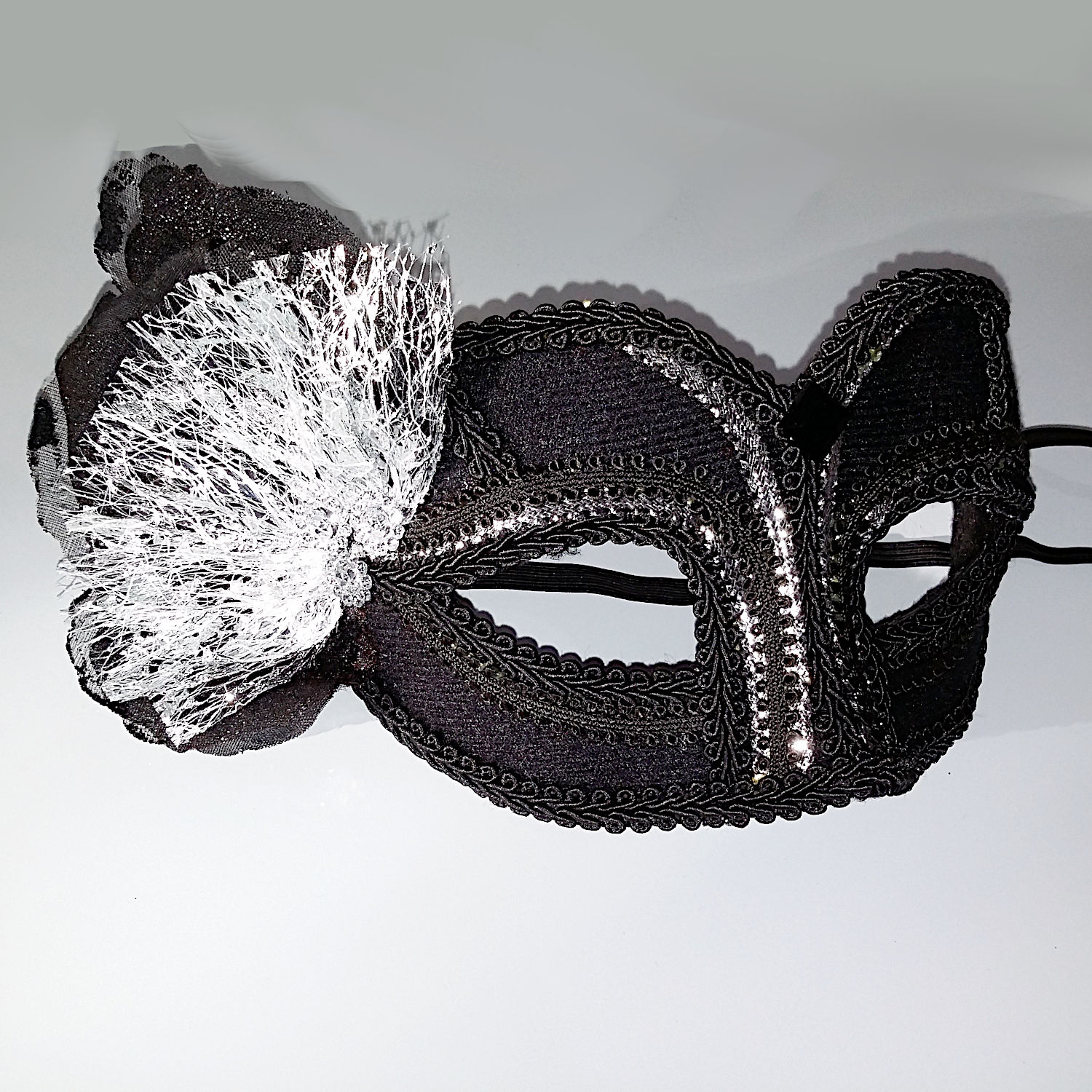 (image for) Alexandra Black & Silver Masquerade Mask Eyemask - UM142 - Click Image to Close