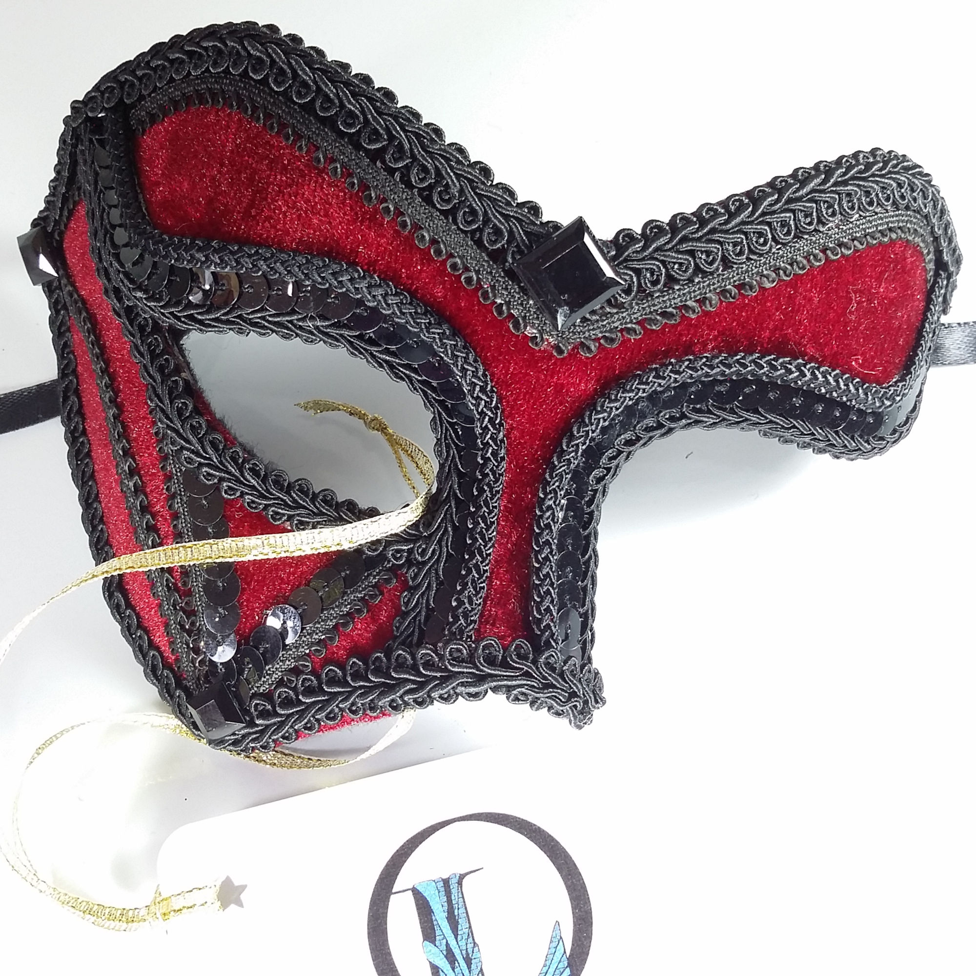 (image for) Atlantis Deep Red & Black Men's Mask - Costume Eyemask UM147M - Click Image to Close