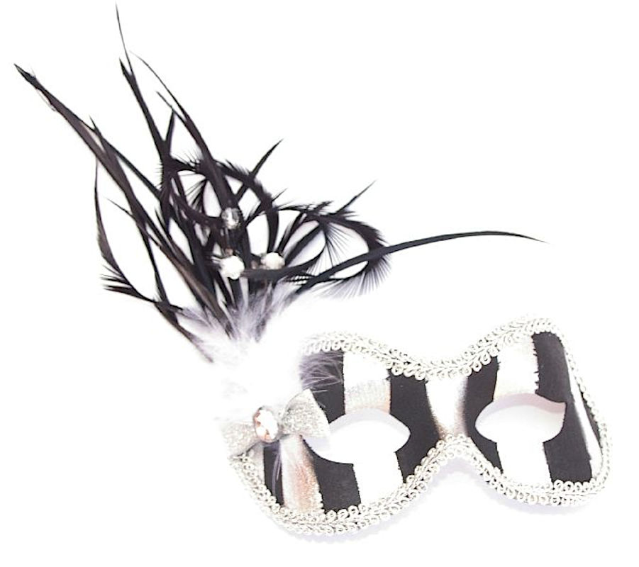 (image for) Jailbird Black & Silver Feather Mask for Parties or Halloween U701 - Click Image to Close