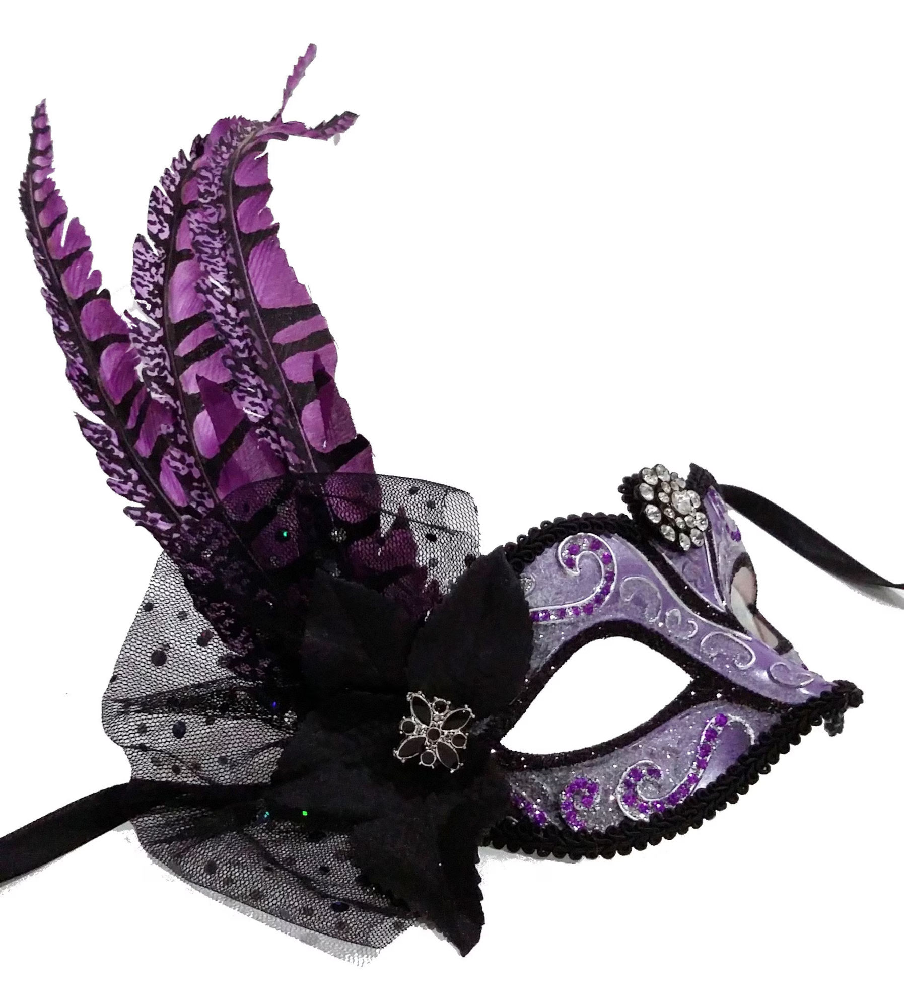 (image for) Purple Dream Masquerade Mask - Costume Party Eyemask - Feather Venetian Mask - U1028 - Click Image to Close