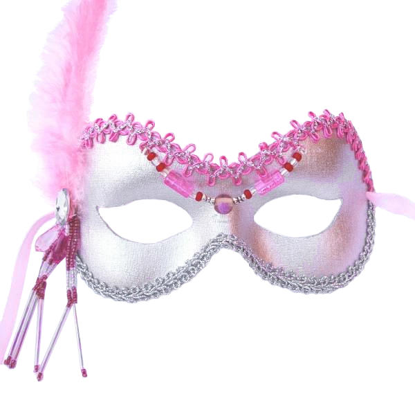 (image for) Victoria Silver/Pink Feather Mask Themed Parties LauraLucci Collection U753 - Click Image to Close