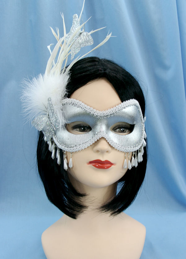 (image for) Snow Butterflies Feather Mask for Parties and Halloween U886S - Click Image to Close