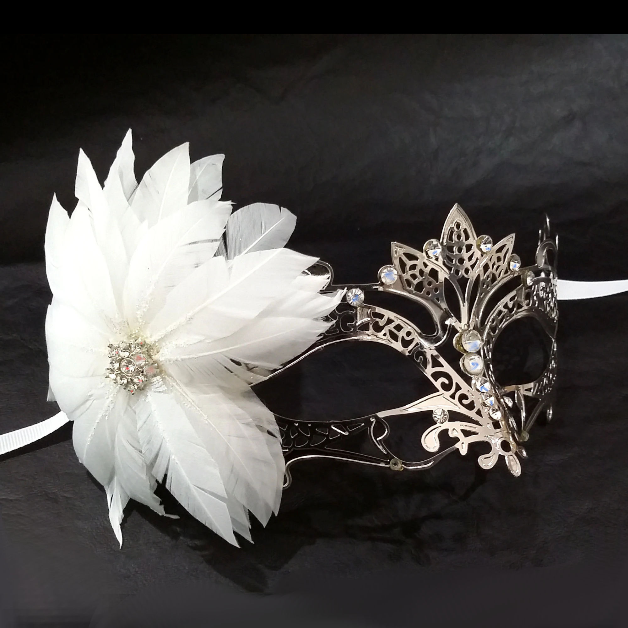 (image for) Snow Flake White Silver Metal Masquerade Mask - UM151 - Click Image to Close