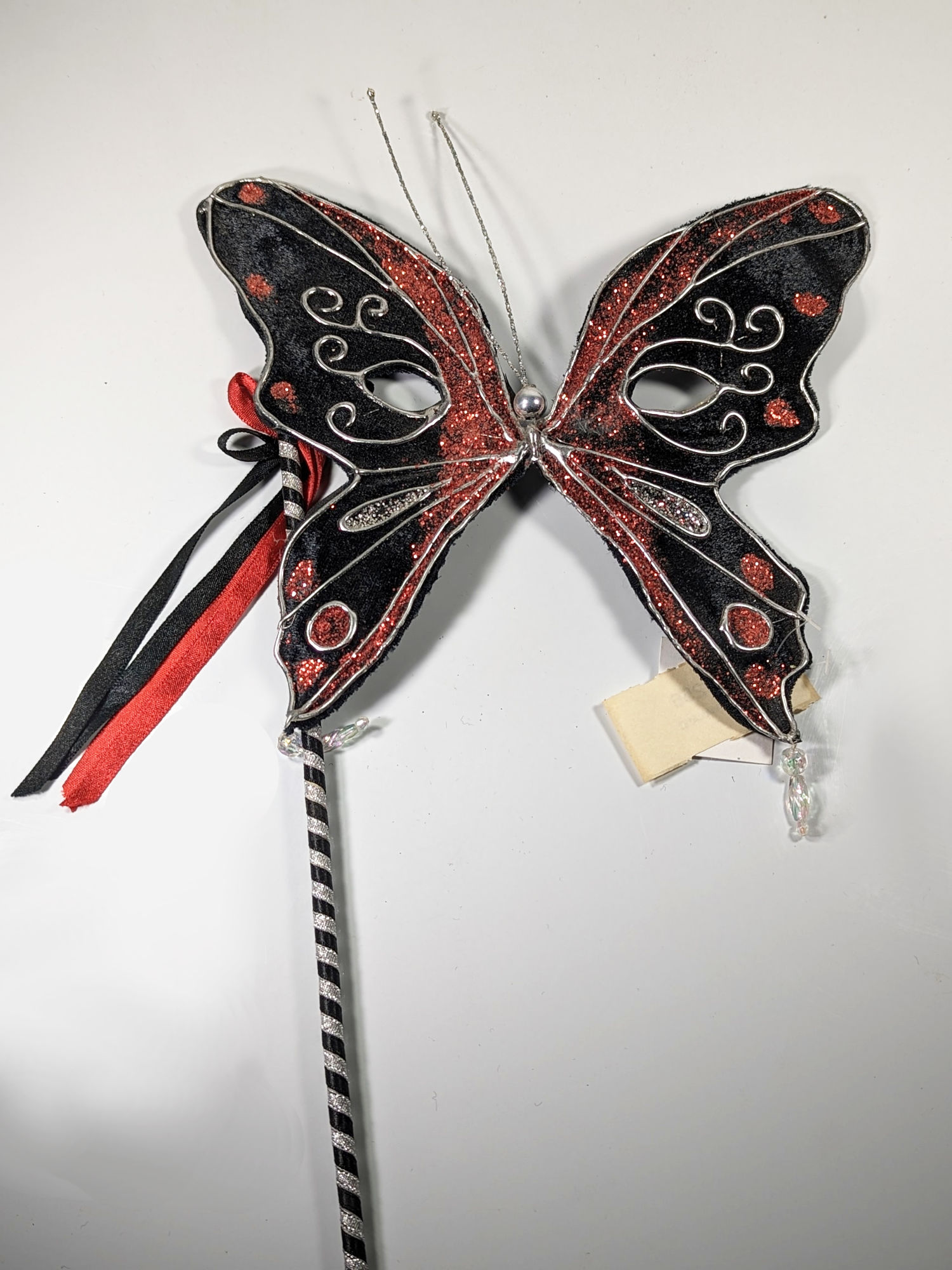 (image for) Black & Red Butterfly Mask with stick - SW31256 - Click Image to Close