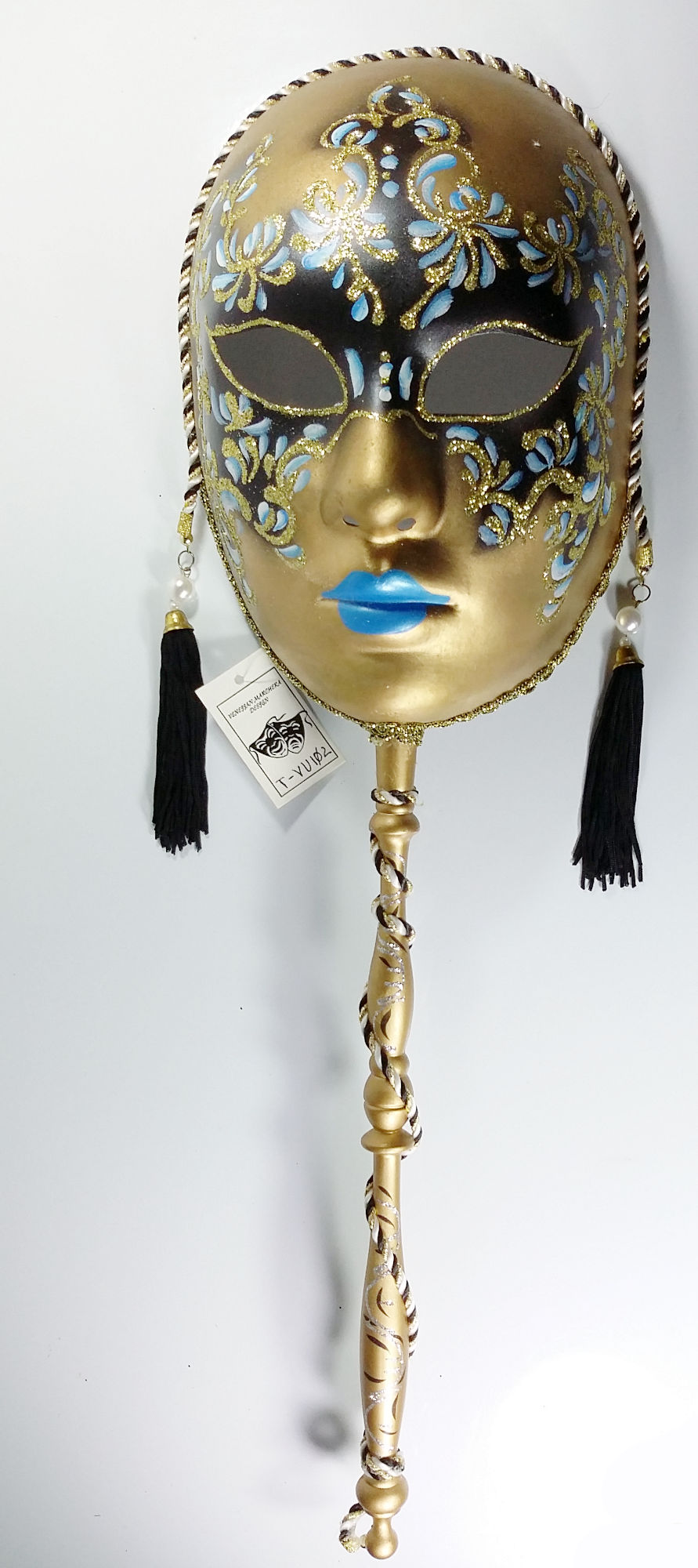 (image for) La Traviata Stick Mask - Wall Mask - Venetian Mask - T-UV102 - Click Image to Close