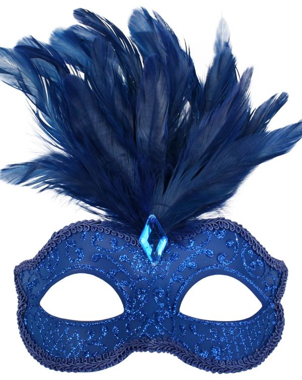 (image for) Daniella Blue Feather Masquerade Party Mask Halloween - ND4148 - Click Image to Close