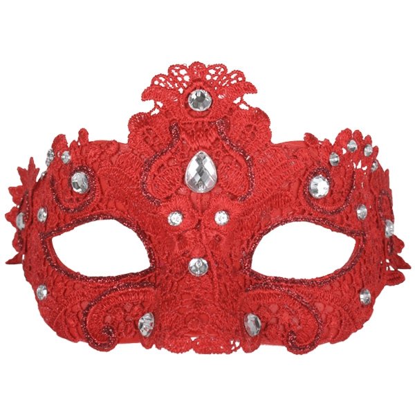 (image for) Crystal Lace Red Masquerade Christmas Party Mask Halloween - ND4085R - Click Image to Close