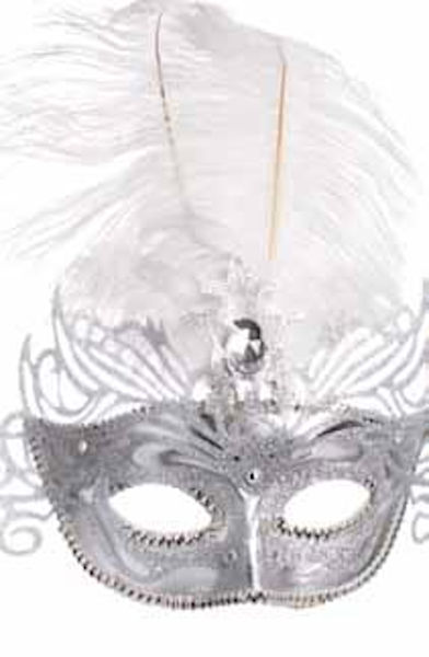 (image for) Athena Silver Grey Feather Party Mask - NF1700 - Click Image to Close