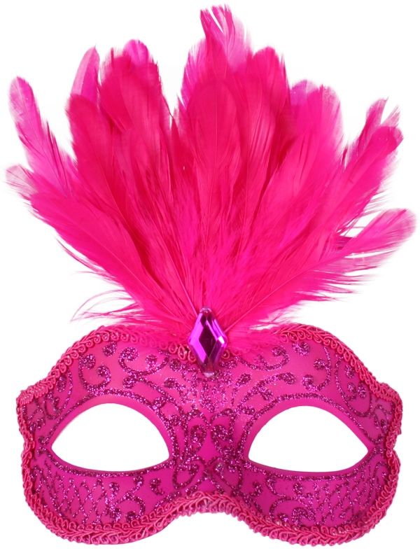 (image for) Daniella Hot Pink Feather Masquerade Party Mask Halloween - ND4149 - Click Image to Close