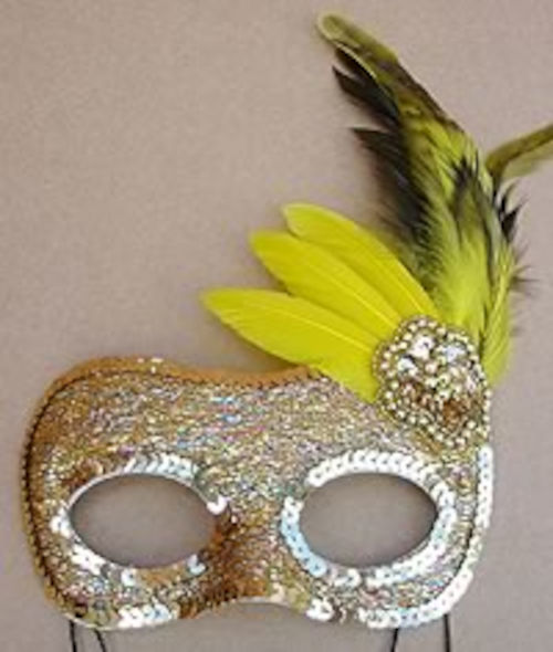 (image for) Silvana Gold Feather Mask for Parties and Halloween NF6418D - Click Image to Close