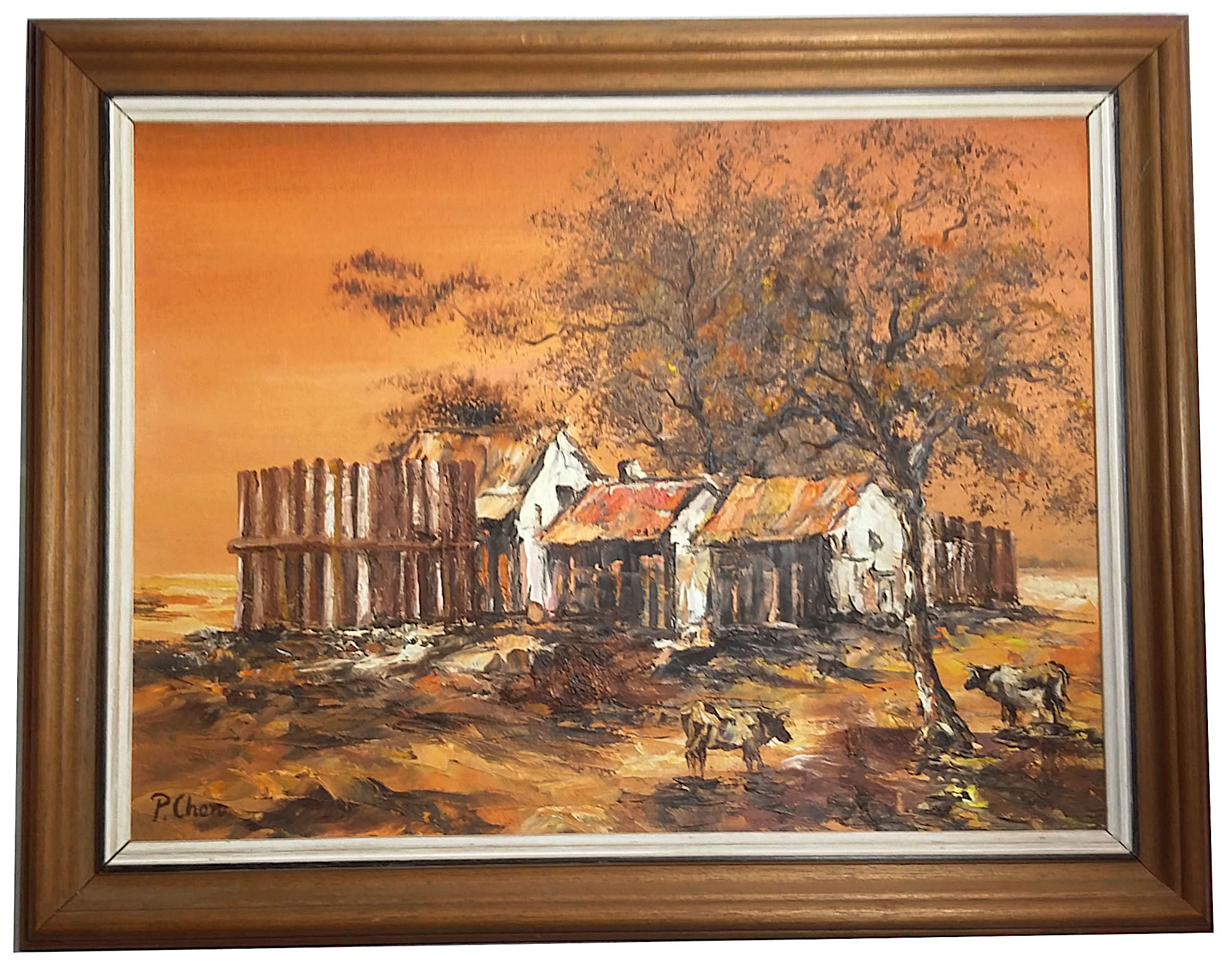 (image for) "Australia Country Landscape" Palette Knife Oil Painting by P.Chen FRAMED - PNT-0147 - Click Image to Close