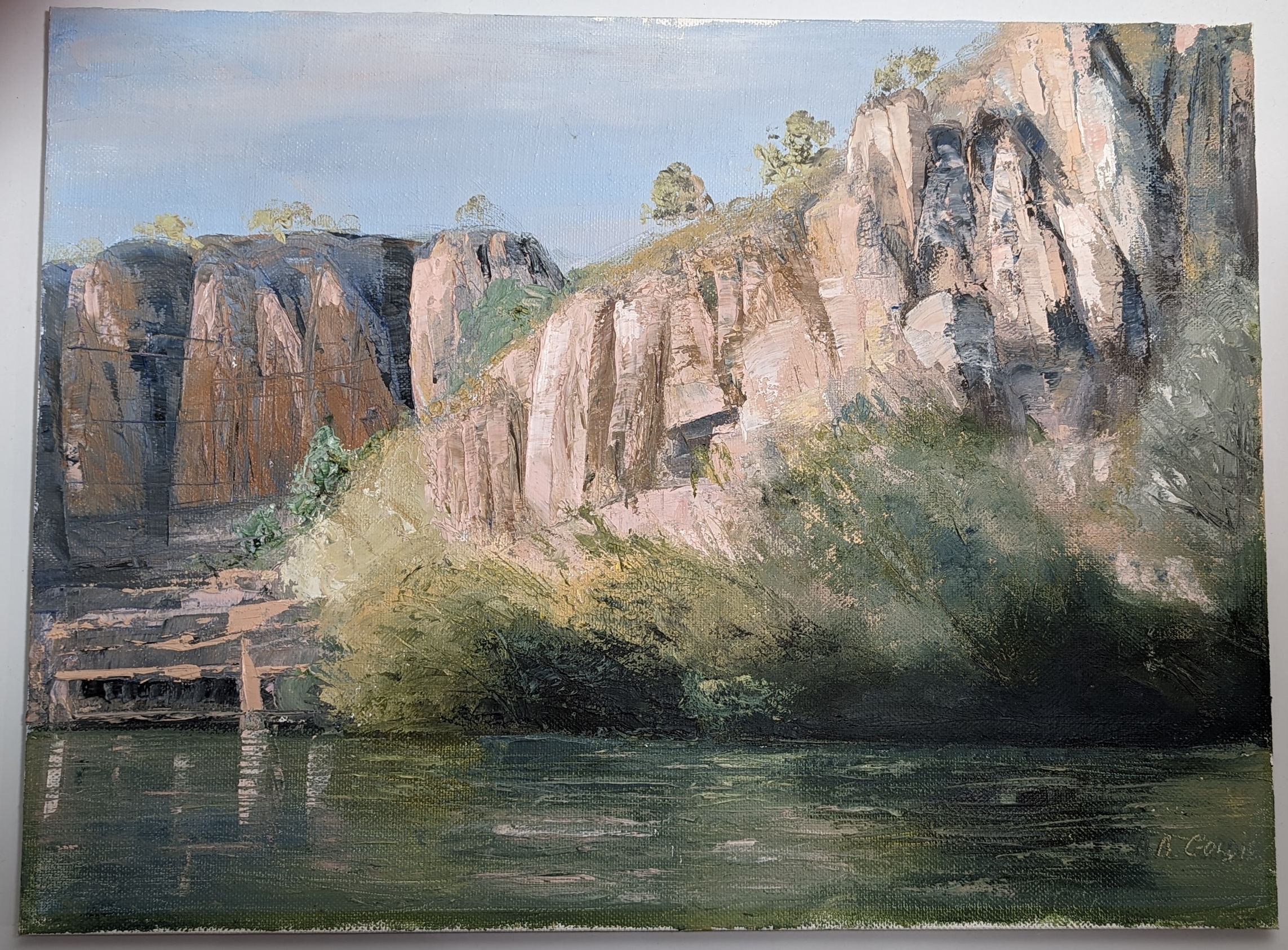 (image for) Unframed ​​​​​​​PRE-OWNED Painting. Painting of the Katherine Gorge by Alice Goldie - PNT-0140x - Click Image to Close