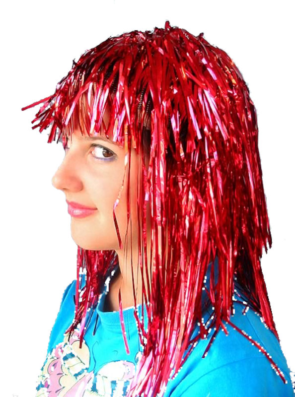 (image for) Red Tinsel Halloween Wig - Economy - Click Image to Close