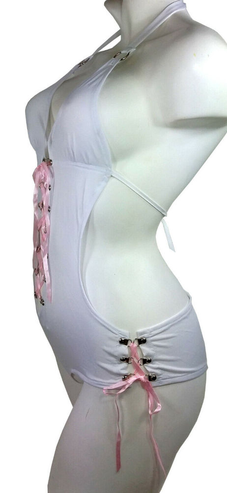 (image for) Women's Sexy Bodysuit Teddy Leotard WHITE MEDIUM/LARGE - YU8061-Wht