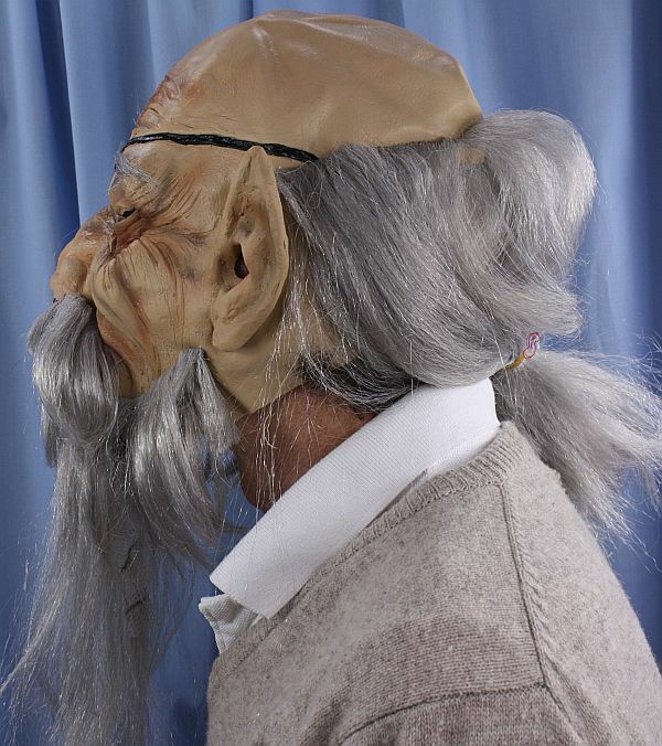 (image for) Elf Man Full Head Latex Mask with Grey Hair -AM2018