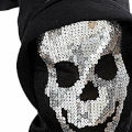 (image for) Sequin Skull Mask & Hood Halloween Costume Scary Horror Evil Skeleton Death -N28913