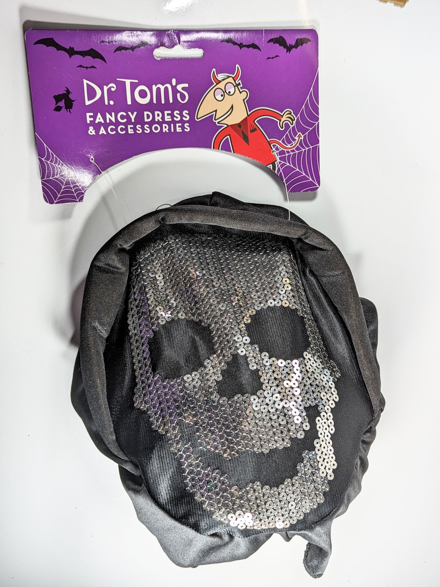 (image for) Sequin Skull Mask & Hood Halloween Costume Scary Horror Evil Skeleton Death -N28913