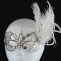 (image for) Eliza Silver Metal Masquerade Mask w/ Feathers