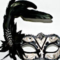 (image for) Andromeda Charcoal Luxirious Feather Mask for Parties or Halloween U829