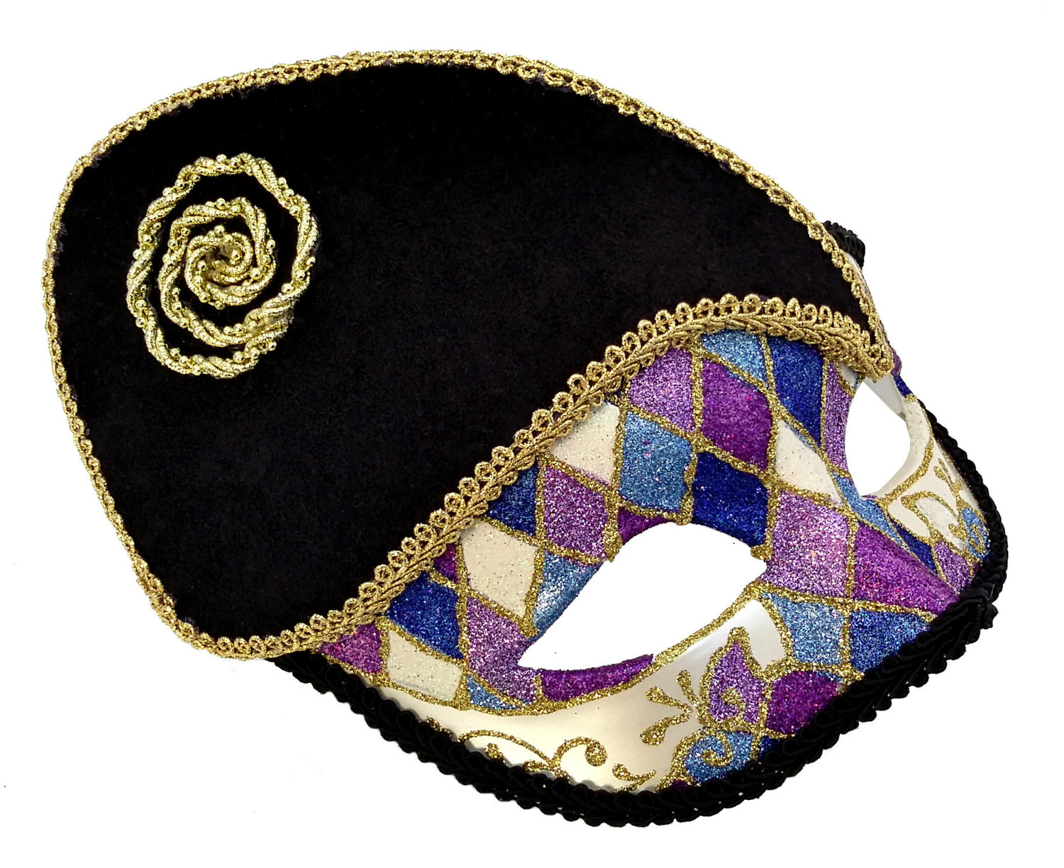 (image for) Black and Multicolour French Harlequin Masquerade Mask - U025 - Click Image to Close