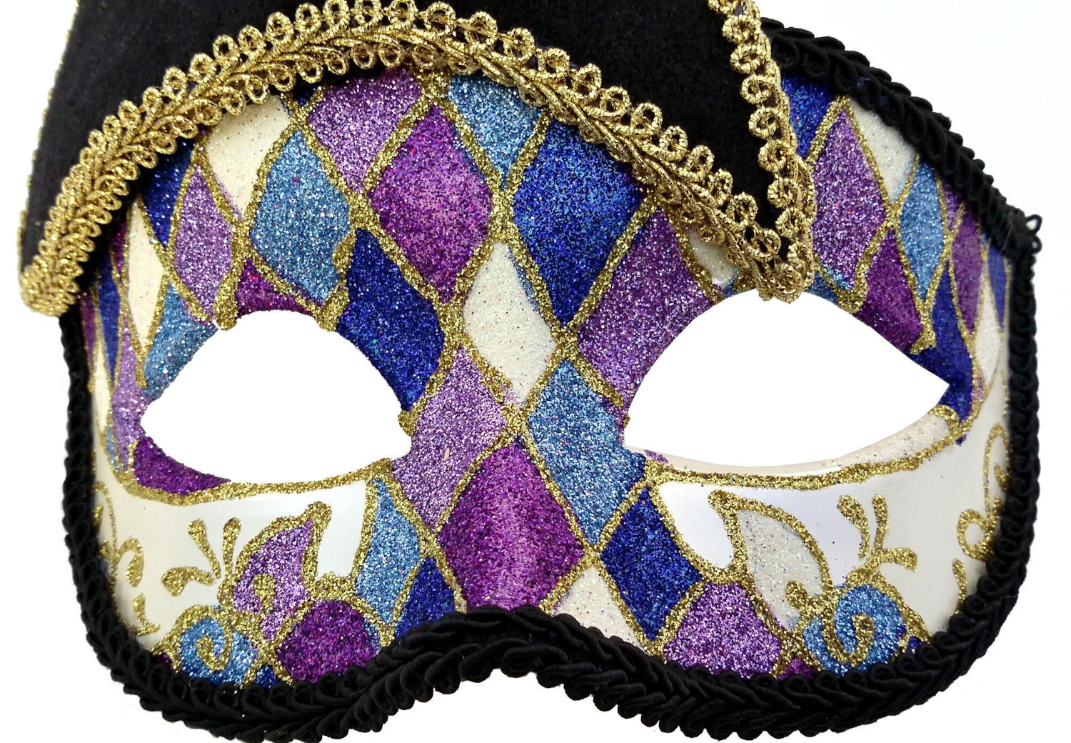 (image for) Black and Multicolour French Harlequin Masquerade Mask - U025