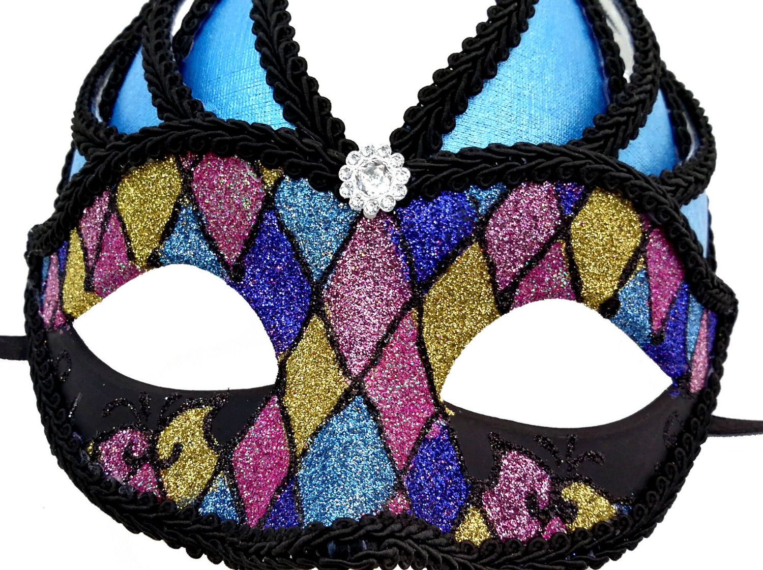 (image for) Blue & Black Harlequin Masquerade Mask - U033
